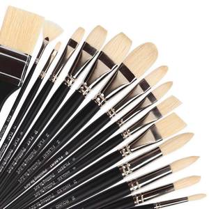 lot 10285 image: Falling in Art Oil Paint Brush Set, Natural Hog Bristle Paintbrush Set, 15PCS Long Handled Professional Paint Brushes for Acrylic Painting, Oil Paint Brushes with Bamboo Storage Pouch