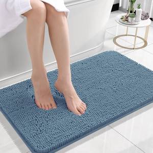 lot 10292 image: OLANLY Small Bathroom Rugs 24x16, Extra Soft Absorbent Chenille Bath Rugs, Rubber Backing Quick Dry, Machine Washable Bath Mats for Bathroom Floor, Tub and Shower, Home Decor Accessories, Airy Blue