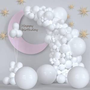 lot 10296 image: White Balloons, 140pcs 18 12 10 5 Inch Different Sizes Pack Party Latex Balloons for Birthday Halloween Holiday Balloon Garland as Party Decorations