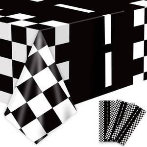 lot 10299 image: 3pcs Race Car Tablecloth Two Fast Birthday Decorations Checkered Flag Plastic Tablecloth Racing Cars Disposable Table Cover for Boys Two Fast Birthday Baby Shower Party Decor