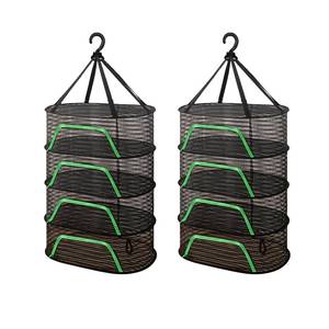 lot 10300 image: WALLBIG 2-Pack Herb Drying Rack,4 Layers Mesh Drying Rack,Hanging Herb Drying Rack with Zipper,Foldable Mesh Drying Rack with Hook for Herbs,for Outdoor Indoor (Black)