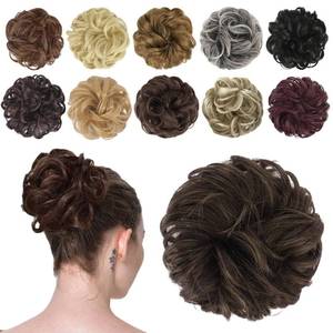 lot 10303 image: FESHFEN Messy Bun Hair Piece - Wavy Synthetic Chignon Scrunchies for Instant Volume, Elastic Ponytail Bun Hair Extensions Thick Hairpieces for Women, Chocolate Brown Mixed Dark Brown 1.50 oz