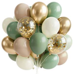 lot 10306 image: PartyWoo Sage Green Balloons 66pcs 12 Inch Metallic Gold Sand White Light Brown Gold Confetti Balloons for Baby Shower Wedding Engagement Jungle Woodland Forest Birthday Party Decorations