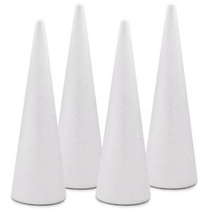 lot 10313 image: Crafare 4 Pack Foam Cones 4x13.5 Inch Tree Polystyrene Cone for Christmas Project Wedding Table Centerpiece Arts Crafts Supplies and Floral Arrangements