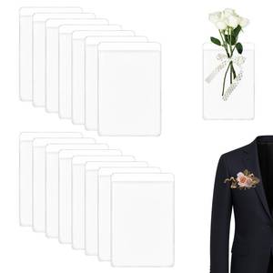 lot 10315 image: Amzlysdok 15 Pack Pocket Boutonniere Plastic Sleeve,Holder for Pockets Square Boutonniere, Fits in Suit Jacket Chest Pocket,No Lapel Pin Required, Ideal for Weddings, Proms(Flowers Not Included)