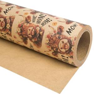 lot 10316 image: Dtiafu Mothers Day Wrapping Paper Roll - Funny Cow Mom Design Naughty Style Kraft Gift Wrap for Mom Grandma Wife Mothers Day - Total 28.5sq.ft