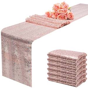 lot 10324 image: Aorokugatsu 12x108 inch Rose Gold Sequin Table Runner Sparkly Glitter Table Linens 6 Packs for Party Decorations Wedding Birthday Baby Shower Engagement Anniversary