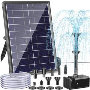 lot 10330 image: Antfraer Solar Fountain Pump for Bird Bath, 8W Solar Water Fountain Pump with Dry-Run Protection & Double-Layer Nozzles, Solar Powered Fountain with 5Ft Tubing for Small Pond, Bird Bath, Water Feature