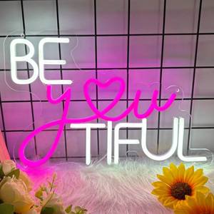 lot 1806 image: Moneter Beautiful Neon Signs for Wall Decor, Beautiful Neon Led Signs for Bedroom Decor Birthday Gift for Teen Girls Light Up Sign for Home, Wedding, Party