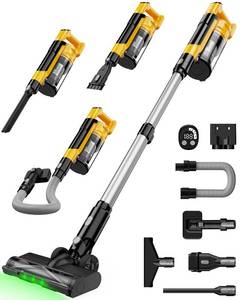 lot 11092 image: Cordless Vacuum Cleaner Compatible with DeWalt 20V Battery, 8-in-1 Stick Vacuum with Pet Brush, 35KPA Suction, 350W Brushless Motor, Smart Touchscreen, for Carpet Floor Car (Battery Not Included) (Used)