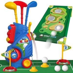 lot 11093 image: Liberry Toddler Golf Set for 2 3 4 5 Years Old Boys Girls, Upgraded Kids Golf Cart with Golf Cornhole Board & Putting Mat, Indoor and Outdoor Golf Toys Birthday Gifts