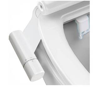 lot 11107 image: Ultra-Slim Bidet Attachment, Posterior&Feminine Wash-(Retractable Dual Nozzles), Non-Electric Bidet Attachment for Toilet Seat, Adjustable Fresh Cold Water Pressure, Stainless Steel Inlet (White)