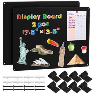 lot 11115 image: MAXECHO 2 Pack Black Magnetic Bulletin Board, 17.5�13.5 Magnet Boards for Wall, Cabinet to Display Photos, Notes