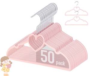 lot 11120 image: GOSCHE Kids Velvet Hangers (12.8 Inch - 50 Pack), Non-Slip Baby Clothes Hangers for Closet, Ultra Slim Space Saving Children Hanger, 360Degree Swivel-Hook, InfantToddler Hangers, Dark Pink
