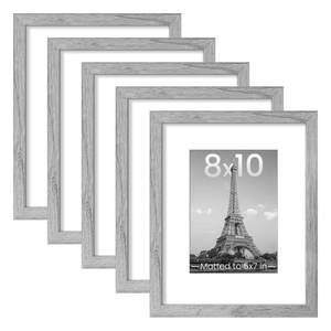lot 11135 image: upsimples 8x10 Picture Frame Set of 5, Display Pictures 5x7 with Mat or 8 x 10 Without, Wall Gallery Photo Frames, Gray