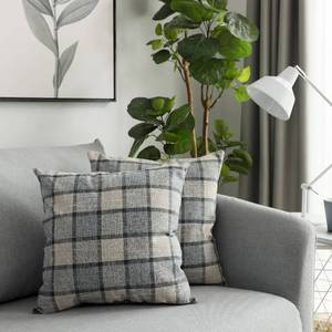 lot 12033 image: UGASA Pack of 2 Classic Retro Checkered Plaids Cotton Linen Soft Decorative Square Throw Pillow Covers Home Decor Design Cushion Case for Sofa, 18x18inch, Light Grey  Blue