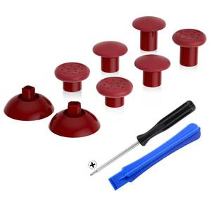 lot 12042 image: eXtremeRate ThumbsGear Interchangeable Ergonomic Thumbstick for PS5 Controller, for PS4 All Model Controller - 3 Height Domed and Concave Grips Adjustable Joystick - Carmine Red