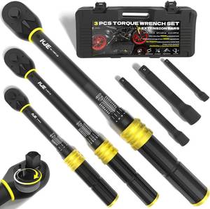 lot 12066 image: KJE 3PCS Torque Wrench Set, 14 & 38 & 12-Inch Drive 72-Tooth Adjustable Click Torque Wrenches, Maximum 170 ft.lb, Dual-ScalesDirection, �3% Accuracy, For Bike, Motorcycle, Car, Lug nut, Automotive (Only Three Pieces)