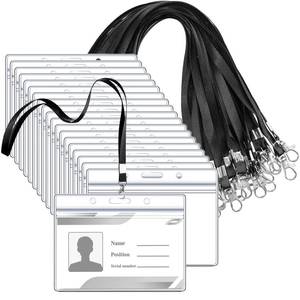 lot 12068 image: 24 pcs Name Tag Lanyards with Horizontal Id Holder 12 Colors Lanyards for Waterproof Id Badges with Swivel Hook for School Office Team Workers(Multicolor)