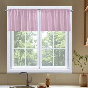 lot 12079 image: SpaceDresser Sheer Voile Window Treatment Rod Pocket Curtain Panels for Kitchen Bedroom Living Room Drapes Sunlight Filtering Privacy Semi Home Decor Assorted (Light Pink, 52 W x 108 L)