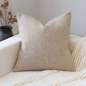 lot 12080 image: FIOUOVO Decorative Neutral Throw Pillow Covers 18x18 Farmhouse Pillow Covers Cotton Stripe Cushion Covers Home Decor for Sofa Couch Living Room Bedroom 1PC, Waffle (2Pc)