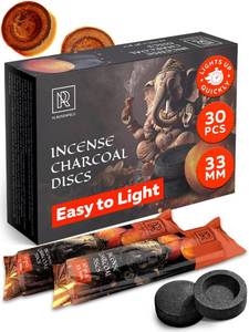 lot 12084 image: Charcoal Discs to Burn Incense - 30 pcs Charcoal for Incense Burning - 33 mm Most Quick Light Coals Tablets by M. ROSENFELD - 33 mm Resin Burner Rolls �� Pack of 30 Instant Fire Coal Tablets