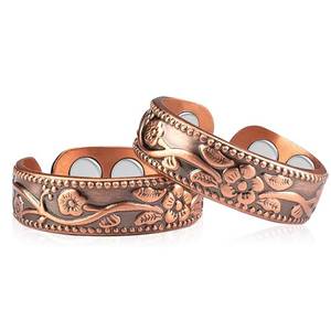 lot 12087 image: Vicmag 2PCS Copper Magnetic Rings for Women Ring for Fingers with 4X Magnets 100% Solid Pure Copper Gift Adjustable