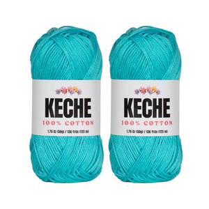 lot 12088 image: Cotton Yarn - 100% Cotton Yarn for Crocheting and Knitting, Mercerized Cotton Amigurumi Yarn Fine-Sport 2 1.76 oz (50g)  136 Yrds (125 m) 2 Skeins - Turquoise