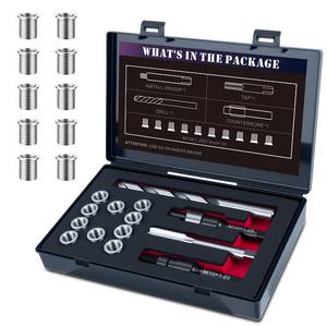 lot 12106 image: SENNMONN M10X1.25 Thread Repair Kit with 14mm Insert HSS Drill, Tap, Counterbore,Installation Driver,Stainless Steel Insert M101.25  14mm 10PCS