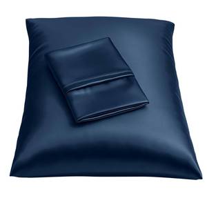 lot 12107 image: BLISSFORD Satin Pillowcase with Zipper, for Hair and Skin Care, Feels Soft and Cool Like a Silk Pillowcase, Satin Pillow Cases 2 Pack, Slik Pillow Cover, Navy - King Size, Set of 2