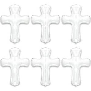 lot 12116 image: 6 Pcs 34 Inch Cross Balloon Jumbo Baptism Large Memorial Balloons Communion Christening Religious Foil Party Balloon for Xmas Home Outdoor Decorations(White)