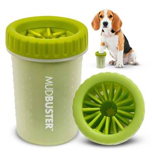 lot 12122 image: Dexas MudBuster Medium Dog Paw Cleaner, Green, Fits 1.5-2.5 Wide Paws, Gentle Silicone Bristles for Quick, Easy Cleaning