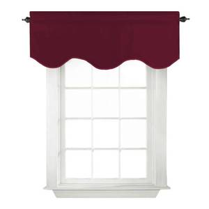 lot 12035 image: Turquoize Valances for Windows Solid Valance Curtains for Kitchen WindowsLiving RoomBathroom Rod Pocket Decoration Scalloped Window Curtains, 52 x 18 Inches, 1 Panel, Burgundy