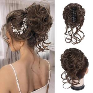 lot 12037 image: Foaoit Messy Bun, Fake Hair Bun Hair Pieces for Women, Messy Bun Hair Piece Clip on Bun Extensions (Cool Brown)