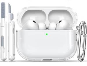 lot 12041 image: RFUNGUANGO AirPods Pro 3 Case Clear, Soft TPU Transparent with Cleaning Kit & Keychain, Compatible with Magsafe, Compatible Apple AirPods Pro 3rd (2025) Generation Protective Case, White (Only Case)