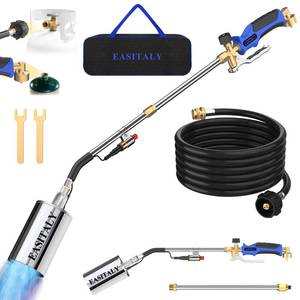 lot 13757 image: Propane Torch Weed Burner Kit, 35.4 High Output with 12.5FT Hose and Storage Bag, Heavy Duty Blow Torch Flamethrower with LongShort Mode for Flame Weeding, Ice Melting, Roofing, Road Marking