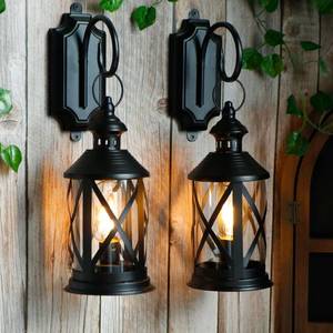 lot 13764 image: TRIROCKS Set of 2 Battery Powered Metal Lamp 10 Tall Decorative Cordless Table Lamps LED Edison Lights Hanging Lamps with Metal Hook for Home Decor Patio Garden Wedding Parties Indoor Outdoor(Black)