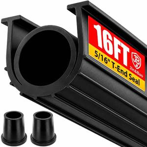 lot 13792 image: Jin&Bao Garage Door Seal Bottom Rubber Weather Stripping with 2 End Plugs, Weatherproof Seal Replacement Strip Dust & Pest Proof Threshold Buffering Garage Door Sweep,516 T-End (16FT, Black)