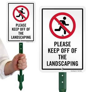 lot 13799 image: SmartSign 10 x 7 inch Please Keep Off Of The Landscaping LawnPuppy Yard Sign and 18 inch Stake Kit, 40 mil Laminated Rustproof Aluminum, Red, Black and White, Set of 1