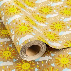 lot 12125 image: MAYPLUSS Kraft Baby Shower Wrapping Paper, Recyclable Sunshine, Cloud & Heart Design Baby Gift Wrap Paper for Children Birthday, Party, Holiday, Cute Wrapping Paper Mini Roll (17 Inch X 33 Feet)