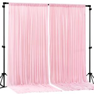 lot 14369 image: Pink Backdrop Curtains-Wrinkle-Free Polyester Photography Drapes Party Curtain Background for Baby Shower Wedding Decorations- 8 X10FT (Pink)