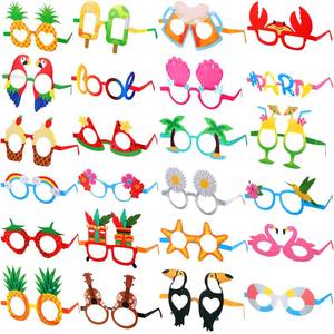lot 14385 image: Sratte 24 Pack Luau Party Sunglasses Hawaiian Funny Glasses Tropical Fun Fancy Dress Props Summer Adults Party Favors Beach Themed Eyewear Supplies Decoration Photo Booth Props