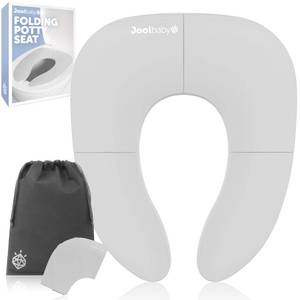 lot 14448 image: Jool Baby Folding Travel Potty Training Seat for Toddlers, Fits Round & Oval Toilets, Non-Slip Suction Cups, Includes Free Travel Bag (Gray)