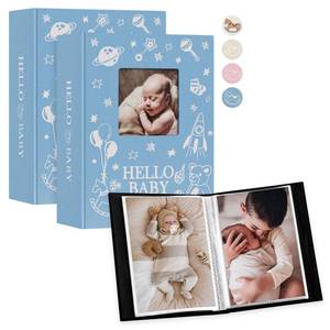 lot 14455 image: Lanpn Baby Photo Album 4x6 100 Pockets 2 Packs, Mini Linen DIY Window Photo Book Newborn Bebe Album Memory Book Sets, Holds 100 Top Loader Vertical Pictures Gift for Kids Boy Girl Baby Shower, Pink