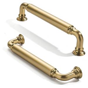lot 14456 image: LONHECAN 2 Pack 5 inch(128mm) Center to Center Brushed Brass Cabinet Pulls Satin Brass Solid Cabinet Hardware Heavy-Duty Drawer Handles Kitchen Cabinet Pulls Drawer Kitchen Cabinet Hardware