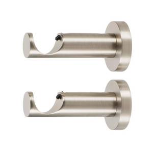 lot 14466 image: Ivilon Ceiling or Wall Mount Curtain Rod Brackets Holders for Curtain Rods of 78 and 1 Inch Diameter. Set of 2. Color Brushed Nickel