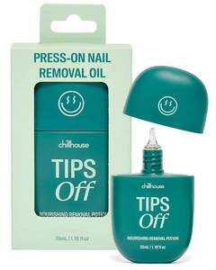 lot 14470 image: Chillhouse - Tips Off, Nail Glue Remover - Press on Nails Removal Potion - Gentle Removal & No Soaking - Safflower Oil, Jojoba Seed & Orange Peel Oil - Women Owned - Beauty & Self Care - 1.18 fl oz