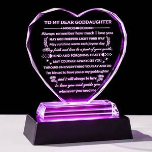 lot 14472 image: YWHL Goddaughter Gifts from Godmother Birthday Gifts for Goddaughter from Godparents with LED Base Heart Crystal Keepsake Unique Gift Idea for Goddaughter on Mothers Day Christmas