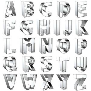 lot 14476 image: 2 Inch Alphabet Cookie Cutter Set - 26 Piece Small Alphabet Letters Shapes Molds - Stainless Steel