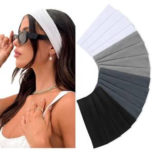 lot 14479 image: Huachi Headbands for Women Non Slip 16 Pack Elastic Sports Hair Bands for Women, Soft Cotton Cloth Headband for Workout Yoga Fashion Hair Accessories, Black White Gray Trendy Head Bands